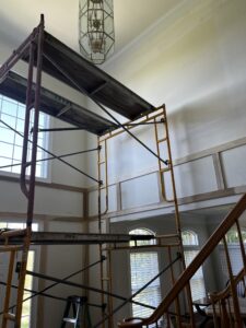 Before renovation photos of double foyer, interior design in Maryland, custom woodwork