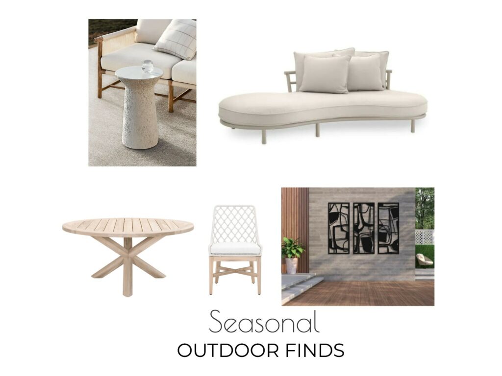 Design board showing 2023 outdoor furniture pieces