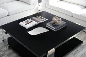 Black coffee table with acrylic legs