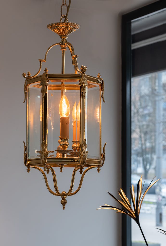 Interior of room with vintage lamp